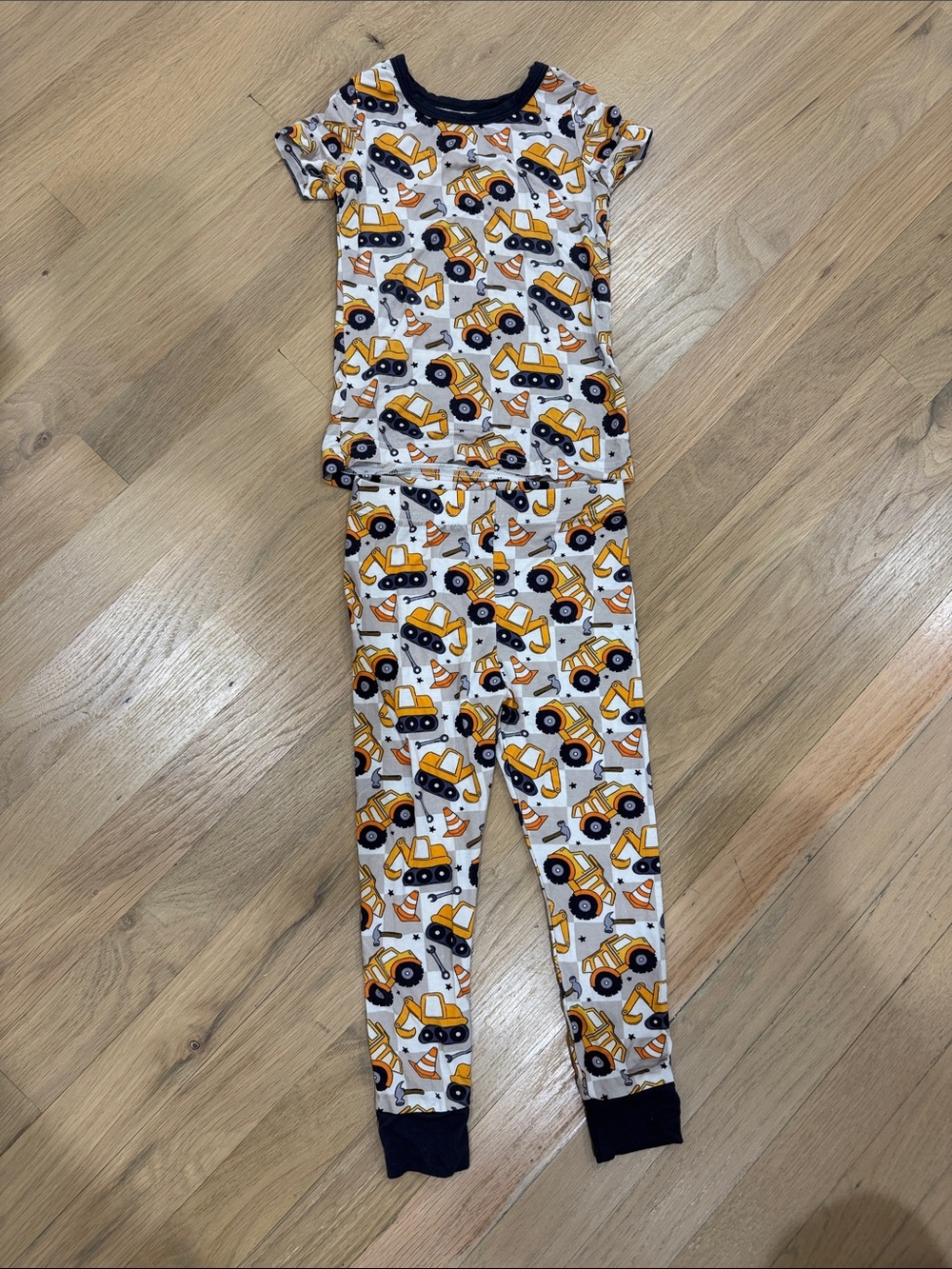 Caden Lane Yellow & Gray Construction Truck Pajama Set